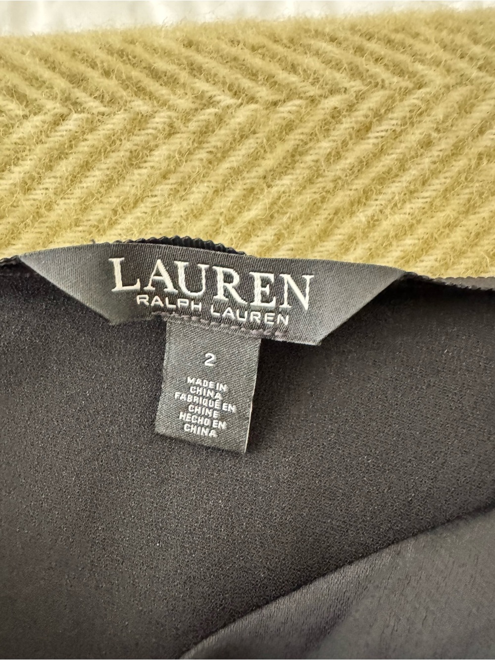 Lauren Ralph Lauren Olive Green & Black Wool-Trim Jacket